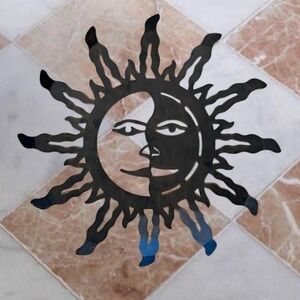 Sun and moon metal wall art unique celestial art indoor and outdoor decoration